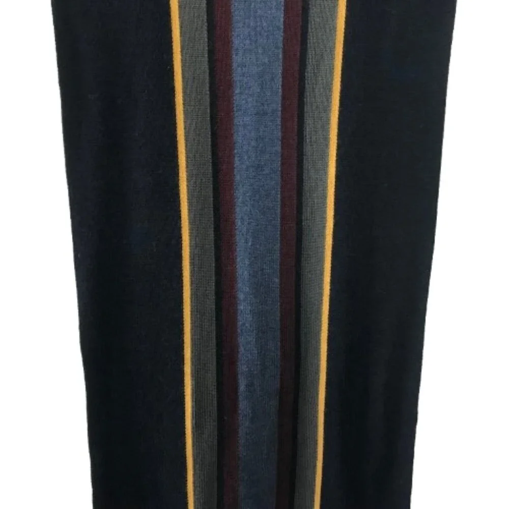 Ibex Mens Stripe Pattern Wool Fringe Winter Scarf